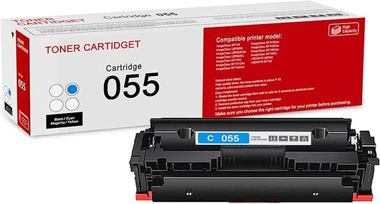 1 Pack 055 3015C001 Cyan Whit chip Toner Cartridge: Compatible CRG 055 3015C001 Replacement for Canon Color ImageClass MF740 LBP660C LBP664Cdw MF740C MF745Cdw i-SENSYS LBP660 MF740 Printer