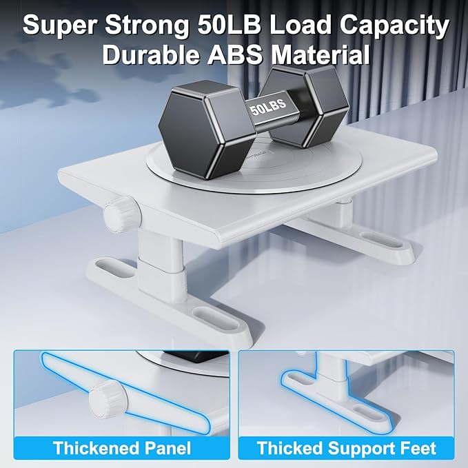 Monitor Stand Riser for Desk,360°Rotation Freely Height Adjustable by Knob,4.4-5.8 Inches,Ergonomic Monitor Stand Mount, Desktop Monitor Stands Riser for Computer,Laptop,Printer,Tv,White