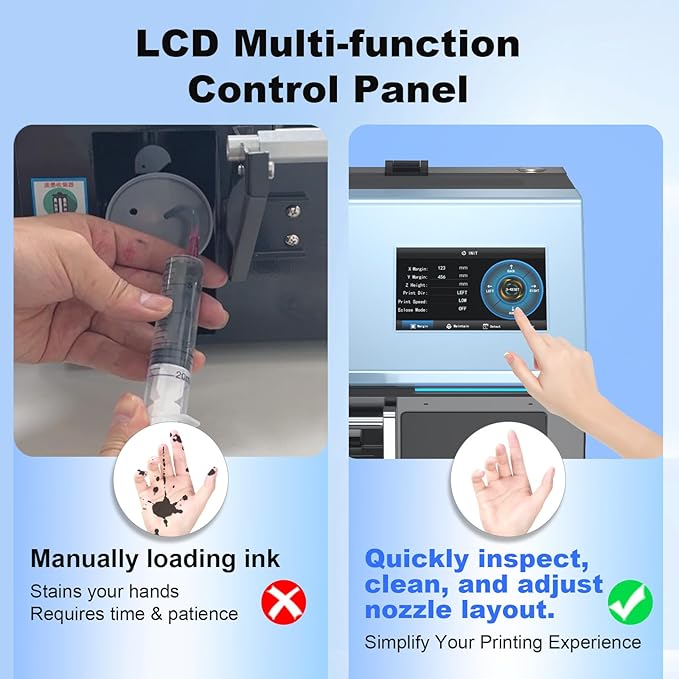 MZK A3 Plus DTF Printer XP600 Doubled-Speed,13+" DTF Film,Built-in Holiday Automatic Timed Cleaning Printhead,LED Multi-Function Fouch Screen,Film Cutter,White Ink Circulation,Gift Ink 2 Year