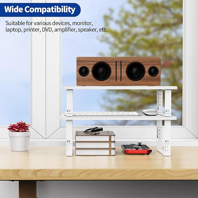 BESIGN MS01 Monitor Stand Riser, Height Adjustable Laptop Stand, Computer Monitor Stand for Monitor, Computer,Laptop,Printer (White)