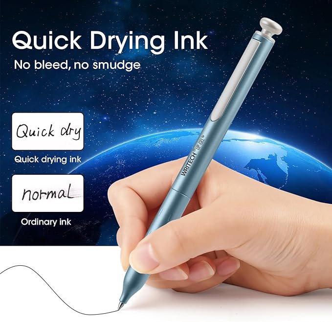 WRITECH Gel Pens Fine Point: Premium Metal Barrel Retractable 0.7mm Black Ink Pen 2ct with 2 Refills No Smear & Bleed Quick Dry Smooth Writing Silent Click Luxury Up-Gel