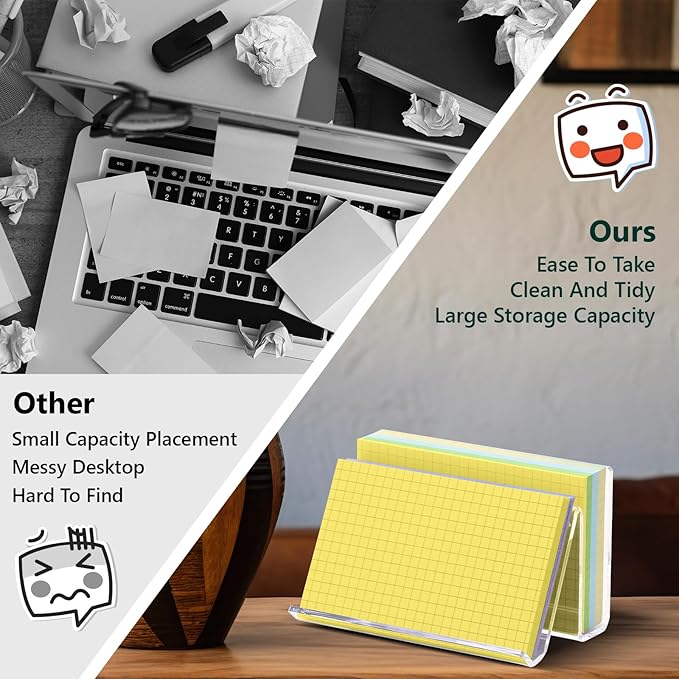 2 Pack Index Card Display Stand 4x6 Index Card Storage Box Flash Card Holder Acrylic Postcard Display Rack Notecard Organizer Business Card Stand for Desk Home Office(Transparent No Card)