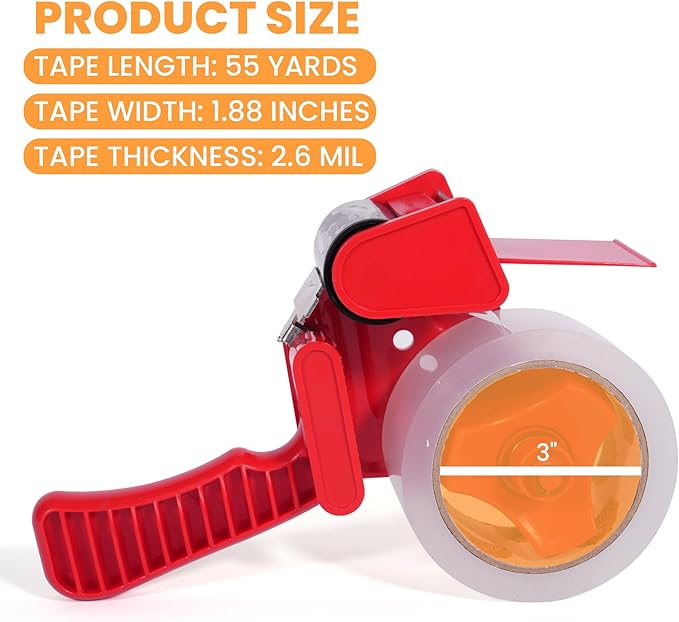 Packing Tape with Dispenser, 30Rolls Tape with 30 Free Dispensers, 2.6mil x1.88 x 55yd Heavy Duty Packaging Tape Clear Adhesive Box Tape for Carton Sealing, Moving, Shipping