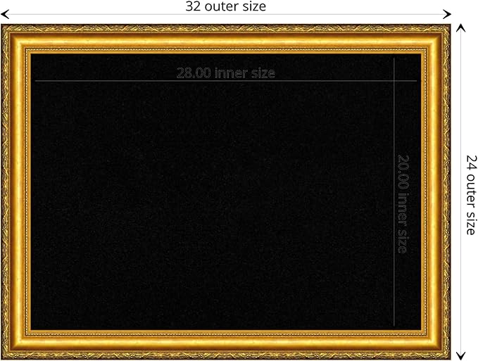 Amanti Art Black Cork Board for Wall, 24x32 Vision Board with Gold Wood Frame, Medium Corkboard Office Decor for Home Organization, Traditional Corkboard Pinboard to display items for home