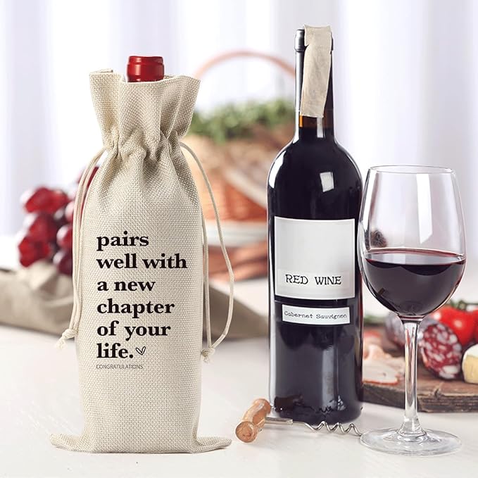 1 Pcs Funny New Chapter Wine Bag New Beginnings Gifts for Women Men Farewell Gifts for Friends Going Away Gifts for Coworkers Women Men Moving Away Gifts for Friends New Teacher Gifts