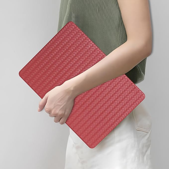 DTangLsm for MacBook Pro 13 inch Case M2 2025 2024 2023 2022-2016 M1 A2338 A2289 A2251 A2159 A1989 A1706 A1708, Woven Fabric Elegant Leather Hard Cover for MacBook Pro 13 Case+Keyboard Skin, Burgandy