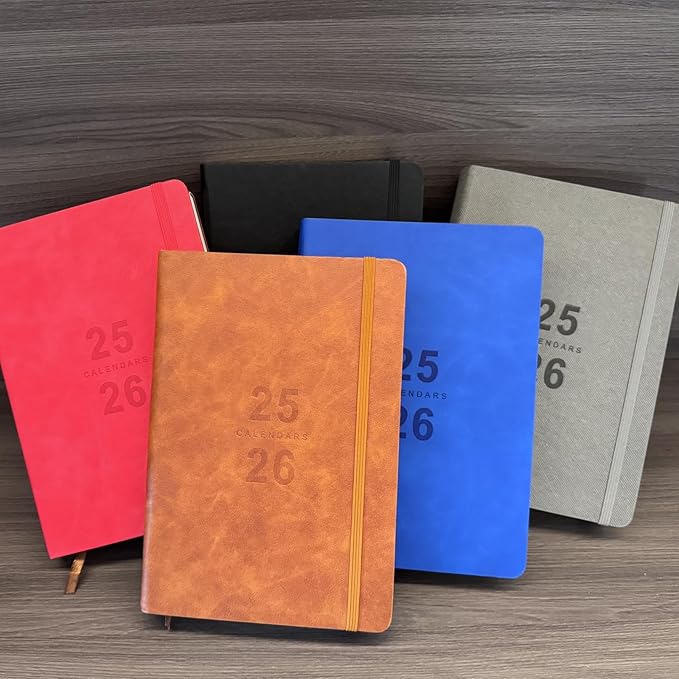 Benkaim Academic Daily Planner 2025-2026 One Page A Day (8.5"x5.8"), Calendar Book with Hourly Schedule, Appointment Book July 2025 to June 2026 Hard Cover (Black)