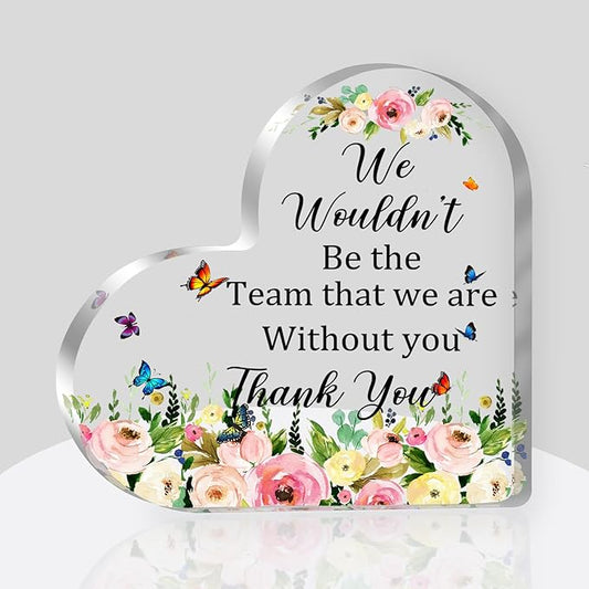 Thank You Gift for Women, Teacher Coworker Appreciation Gifts, Office Leaving Job Farewell Gift for Employees Coworker Leader, Boss Day Desk Accessories Thank You Boss Lady Acrylic Heart Plaque (6X6 Inch)