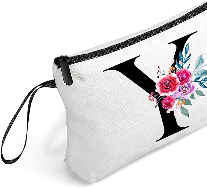 Best Friend Birthday Gifts for Women,Initial Makeup Bag,Cosmetic Bag With Mirror,Personalized Gifts,Maid Of Honor Gifts,Small Makeup Bag for Purse,Besties Gifts for Women,(Y)