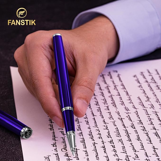 Blue Luxury Rollerball pen (Made In USA) fancy gift set for women, Chrome Finish, Professional executive pen gift set for men (Lux Rollerball Blue)