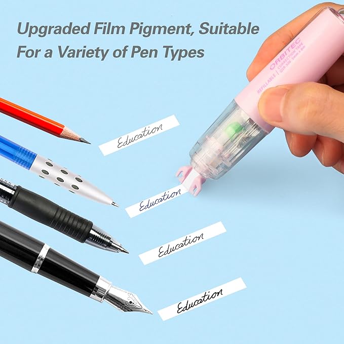 Refillable Retractable Quick Dry Correction Tape,Mini Small Japan Aesthetic Cute Correction Tape, with Easy to Use Kawaii Pen Shaped Applicator,for School Office Supplies