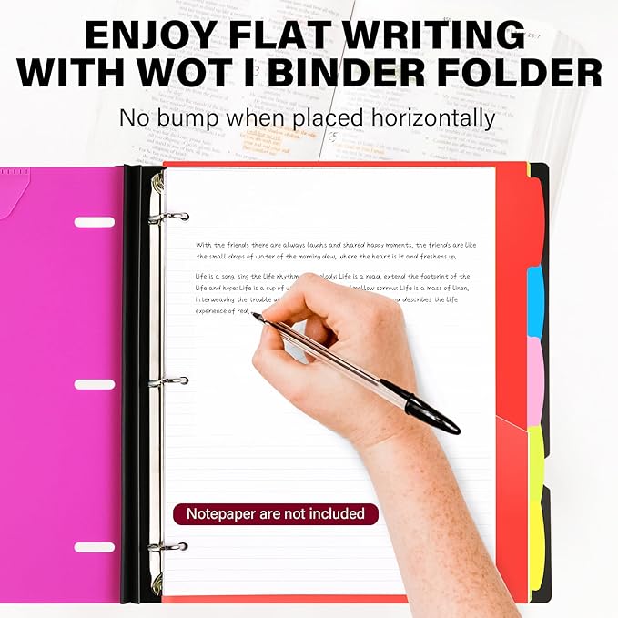 WOT I Telescoping Project Organizer 2-Pack, Refillable Binder with Dividers and Pockets, 13 Pocket Folders, 1 Inch 3 Ring Binder, Pink