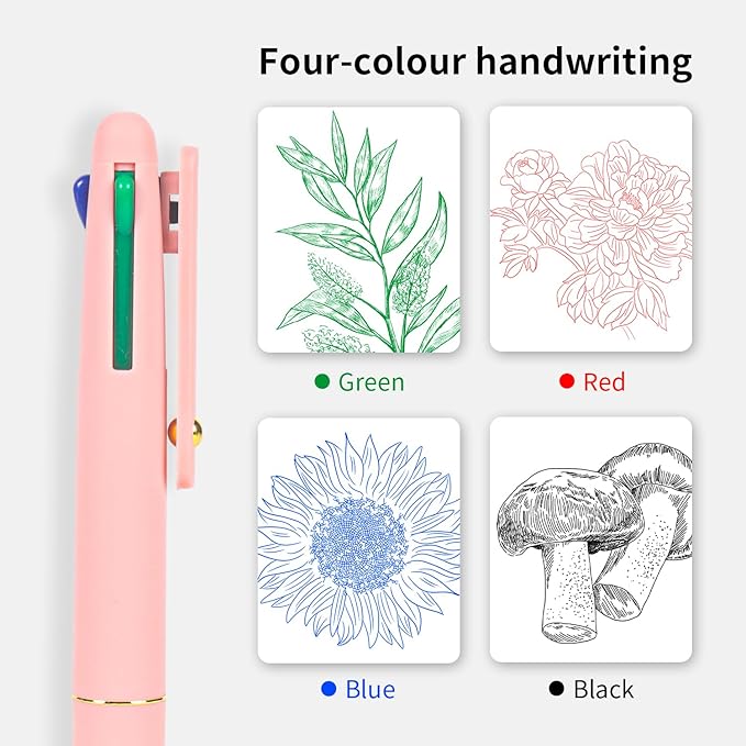 Ddaowanx Multicolor Pens, 4-in-1 Colored Ballpoint Pen 0.5mm Fine Point Smooth Writing,Nurse Accessories for Work,Gifts for Teen Girls,6-Count(Macaroon)
