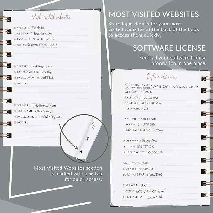 PLANBERRY Password Book Premium – Small Internet Address Organizer with A-Z Tabs – Pocket Website Password Keeper with Alphabetical Tabs – 4.7x5.7″, Hardcover (Emerald)