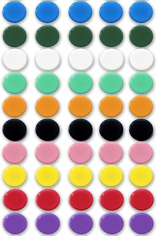 Qualsen Fridge Magnets, 50pcs Small Refrigerator Magnets for Whiteboard, Kids, Mini Cute Magnets for Locker, White Board, Kitchen, Office, Classroom (Colorful)