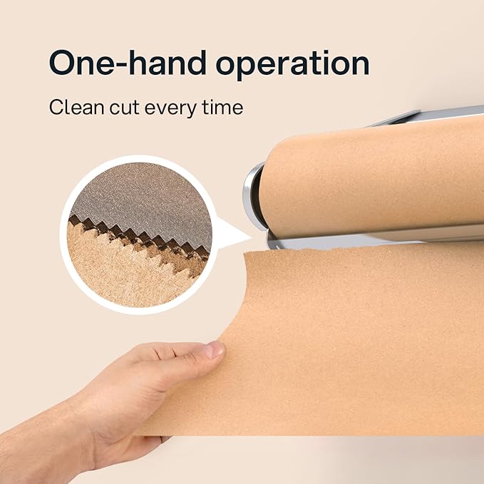 Kenley Butcher Paper Dispenser - Large Holder and Cutter for Wrapping Butcher Craft Freezer Paper Roll - Wall Mount or Tabletop - Carbon Steel Non-Slip Cutter with Serrated Blade (24-Inch)