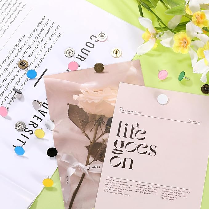 uxcell 60Pcs Upholstery Tacks, 11mmx10mm Flat Head Thumb Tack Decorative Furniture Nails Push Pins for Furniture Sofa Headboards, Pink