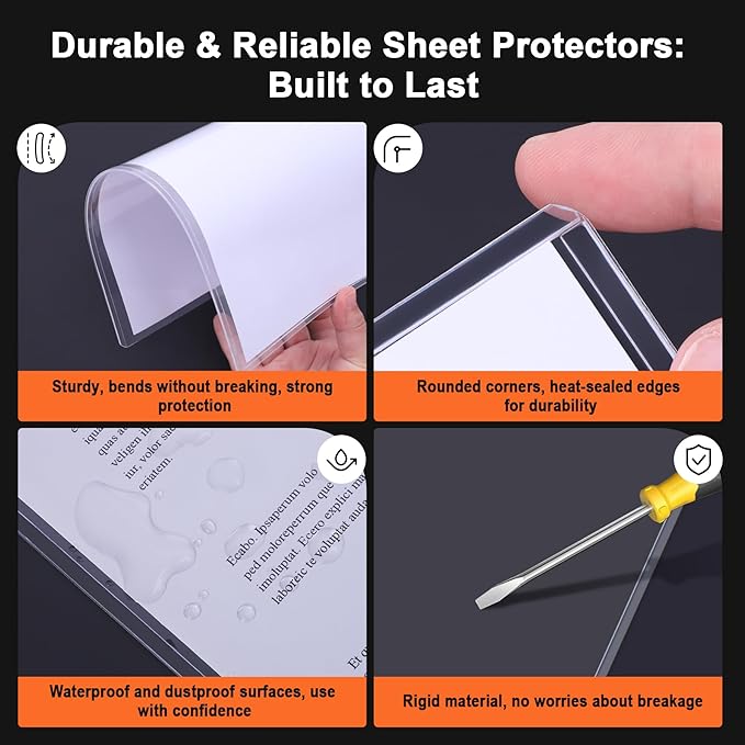 Ndsox 25 Pack 11" x 17" Rigid Print Protectors - Heavy Duty Hard Plastic Sheet Page Protectors - Crystal-Clear Menu Holders - Top Loading Art Prints Sleeves for Documents Magazines Posters Photographs
