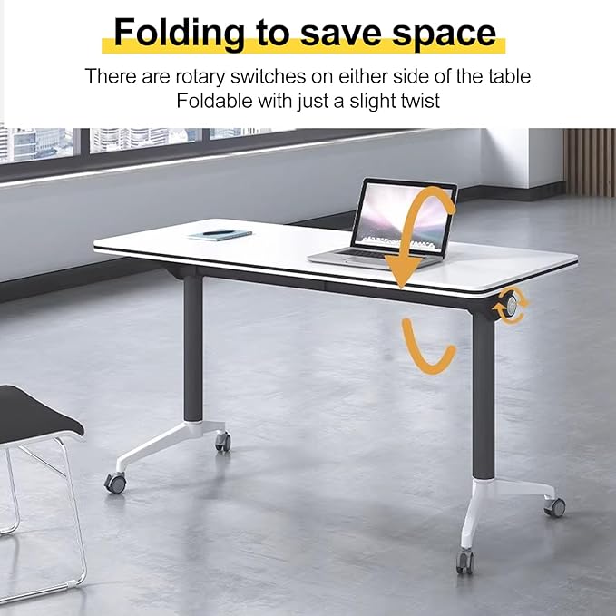 Conference Room Table with Flip-Top Design for Dynamic Meetings, Business Table Computer Desk with Heavy-Duty Frame,Foldable Seminar Meeting Tables for Home Office (2, E, 70.8IN)