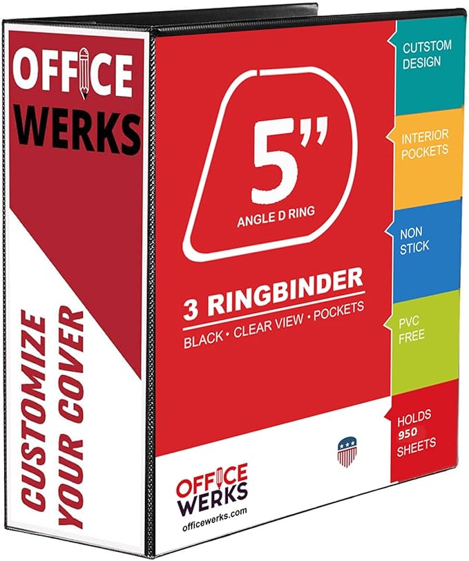 Extra-Large 3-Ring Binder | Heavy-Duty 5-Inch D-Ring Office Organizer | Crystal Clear Overlay View Binder | Archival-Grade Legal Storage | Holds 950+ Sheets | Interior Pockets | Pack of 2