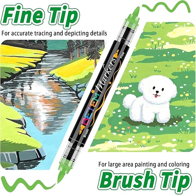 Acrylic Paint Markers Paint Pens, 36 Colors Dual Tip Direct Liquid Acrylic Markers with Automatic Ink Control System, Fine & Brush Tip Art Supplies for Rock Painting, Wood, Stone, Fabrics, DIY Craft