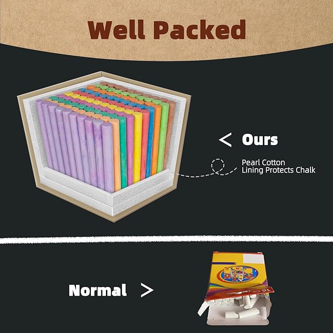 Dustless Colored Chalk 100PCS, 10 Colors Non-Toxic Classroom Chalks for Teachers & Students, School Chalkboard Supplies