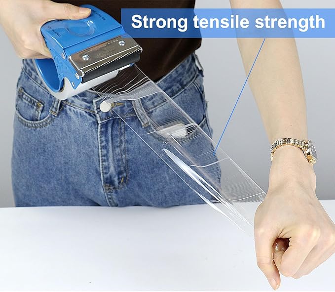 3 Inch Wide Clear Packing Tape with Dispenser,2.4 Mil x 55 Yards Heavy Duty Packaging Tape Refill for Shipping,Industrial Grade,Urtal Strong Boxing Tape for Moving,Mailing and Storages