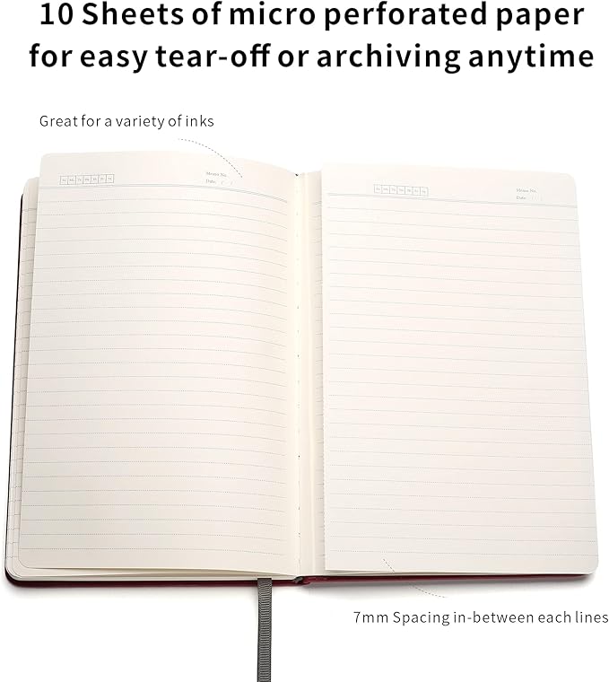 Deziliao Lined Journal Notebooks with Pen Loop, Hardcover Notebook Journal for Work, 100Gsm Premium Thick Paper with Inner Pocket, Medium 5.7"x8.4", （Red, Ruled）