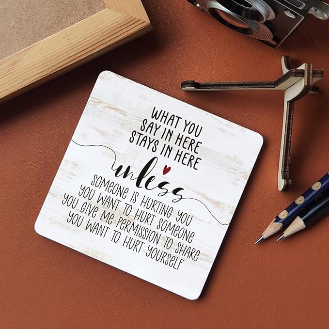 Wooden Mental Health Plaque - Desk Sign for Psychology, Therapy & Counseling Offices