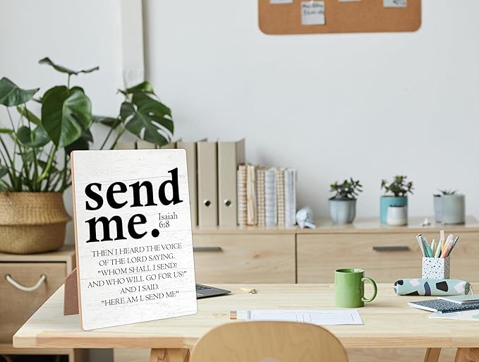 Bible Verses Decor, Christian Home Decor, Desk Signs for Office, Inspirational Desk Decorations, Christian Gifts, Coworker Gift, Encouragement Gift for Women Men Friend, Wooden Sign with Stand,8