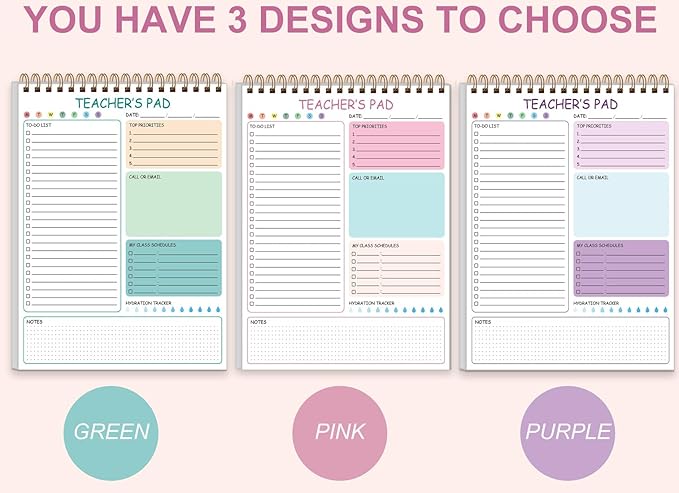 Teacher Notepad - A4 Teacher To Do List Notepad, Spiral Checklist Notebook Organizer for Teachers Notes Task Appointment, Teacher Appreciation Gifts, 8'' x 11'', Pink