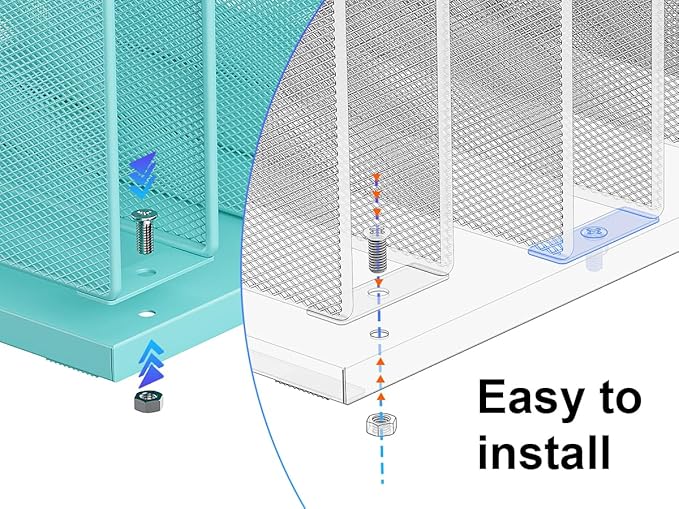 gianotter Desktop File Organizer, Desk Organizer with 5 Compartments, Paper Organizer for Desk, Workspace Organizers for Office Supplies (Blue)