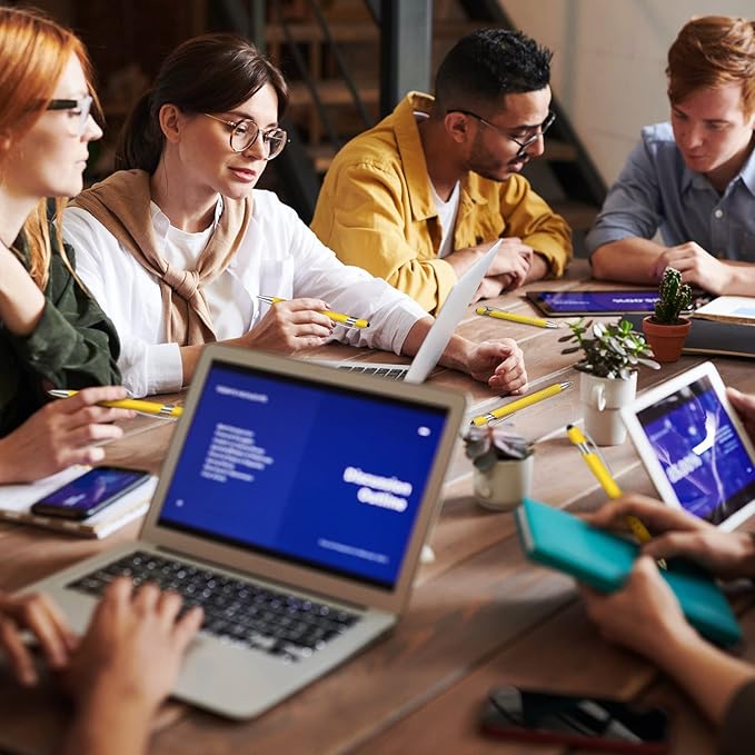 12 Pieces Ballpoint Pen with Stylus Tip, 1.0 mm Black Ink Metal Pen Stylus Pen for Touch Screens, 2 in 1 Stylus Ballpoint Pen (Yellow and Silver)