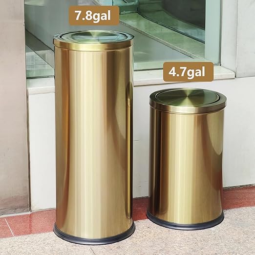 Brushed Gold Bathroom Trash Can with Swing Lid 4.7Gallon,Stainess Steel Garbage Can Trash Bin Wastebaskets for Kitchen,Office,Bedroom (Gold, 4.7 Gallon)