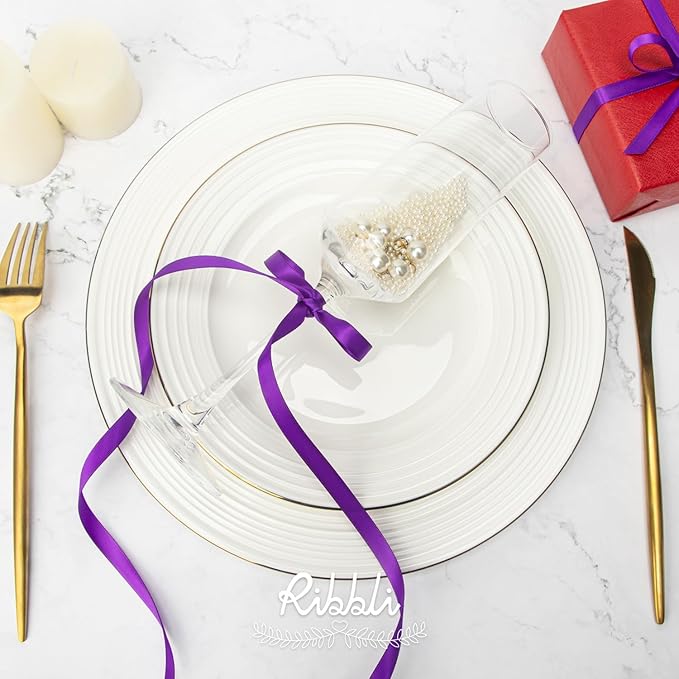 Ribbli Double Faced Purple Satin Ribbon,3/8” x Continuous 25 Yards,Use for Bows Bouquet,Gift Wrapping,Floral Arrangement