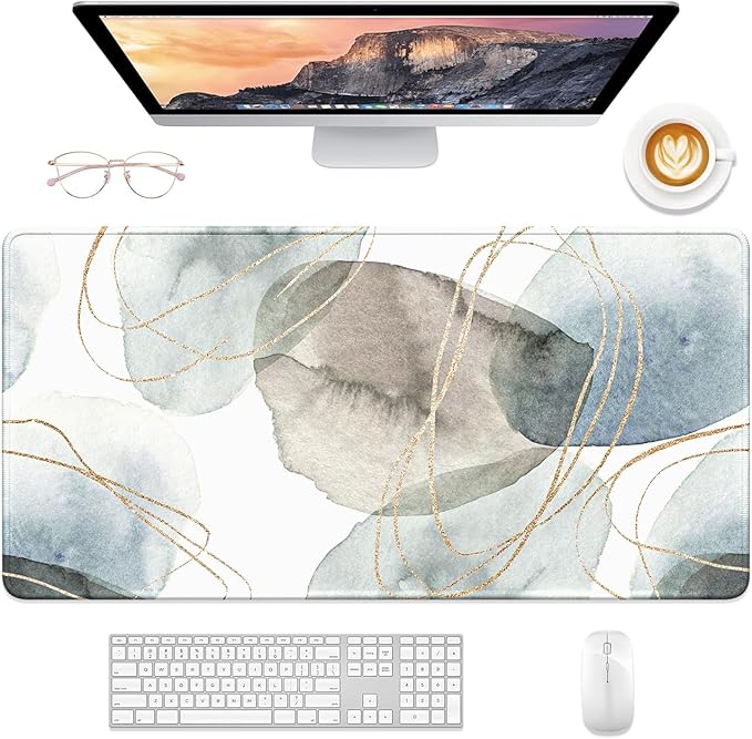 Desk Mat, 32" x 16" XXL Extended Large Gaming Mouse Pad, Desktop Decor Desk Pad, Cute Men Women Office Supplies and Accessories, XL Mouse Mat for Laptop & Keyboard, Minimalism Abstract Art