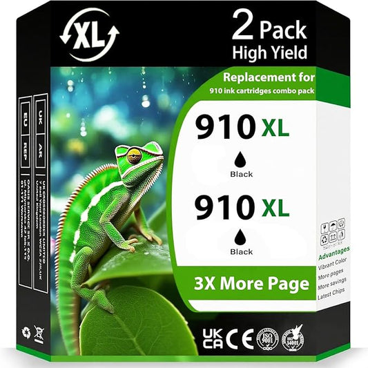 910 XL 910XL Black Ink Cartridges for HP Printers Replacement for HP 910 910XL HP910XL Ink Cartridge Combo Pack for HP 910 Ink for OfficeJet Pro 8020 8025 8028 8035 8030 OfficeJet 8010 8022 8015 8018
