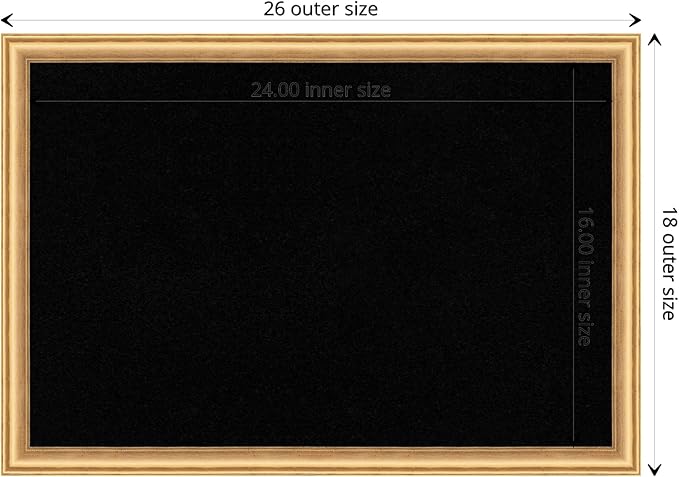 Amanti Art Black Cork Board for Wall, 18x26 Vision Board with Gold Wood Frame, Medium Corkboard Office Decor for Home Organization, Casual Corkboard Pinboard to display items for home organization