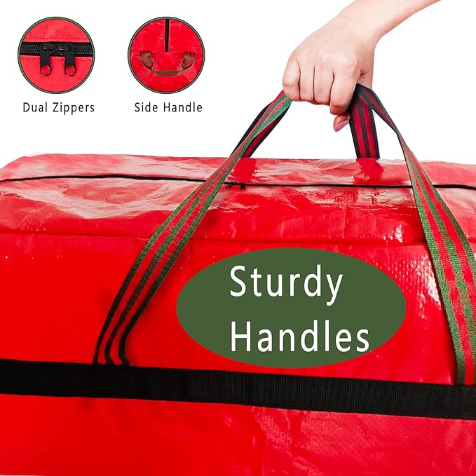 Heavy Duty Waterproof Christmas Tree Storage Bag- 7.5FT/6FT Waterproof Tearproof with 4 Handles Easy to Transport- Red 2 Pack