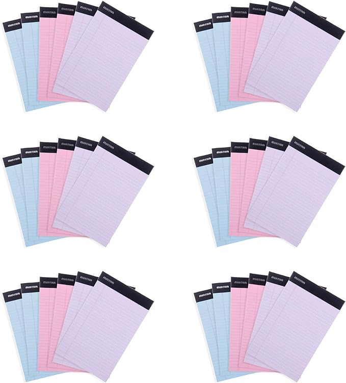 Mintra Office Legal Pads, ((xBasic, 5in x 8in, (Pastel), 36pk (6-6pks))