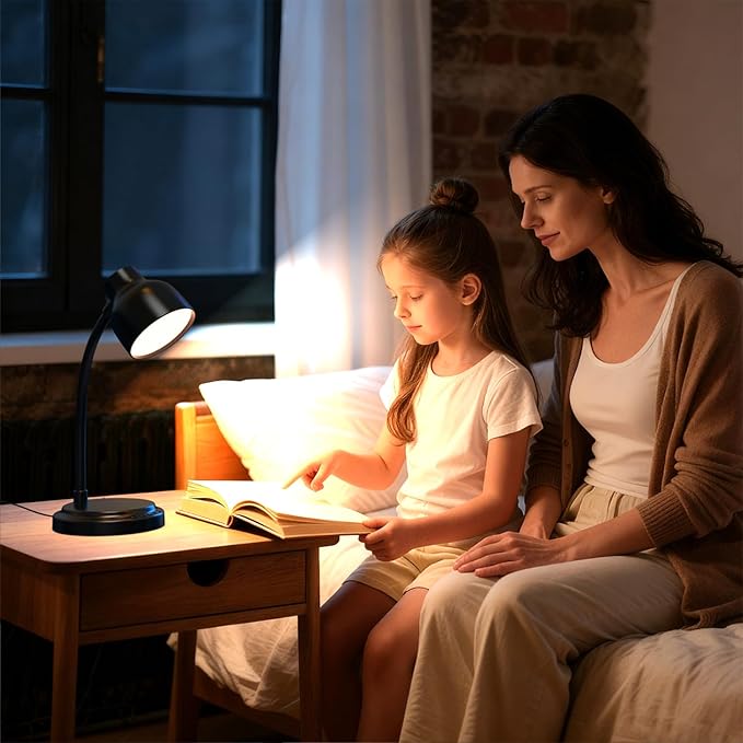 LED Desk Lamp for Office Home,Table lamp,Desk Lamp for College Dorm Room,4 Brightness Dimmable Table Lamp, Reading Light with a Timer Function(Black)