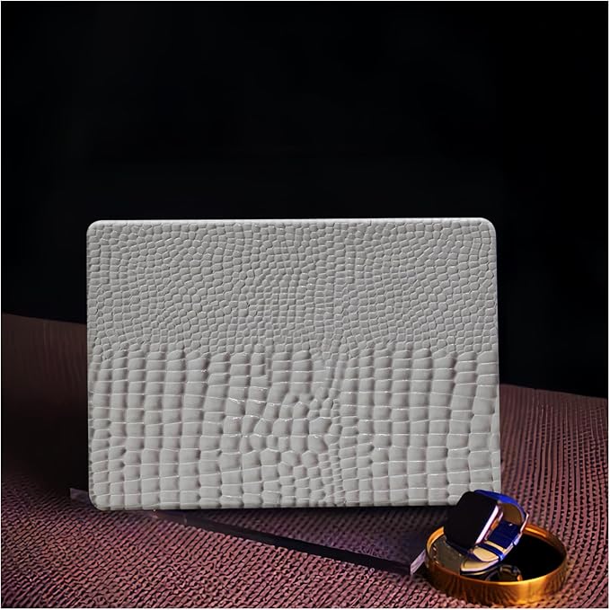 Crocodile Print Case for MacBook Air 13 inch M4 M3 M2 2025-2022 A3240 A3113 A2681,for Mac Air M4 Alligator Snake Textured Leather Glossy Cute Hard Shell&Keyboard Cover for Mac Air 13.6,Grey