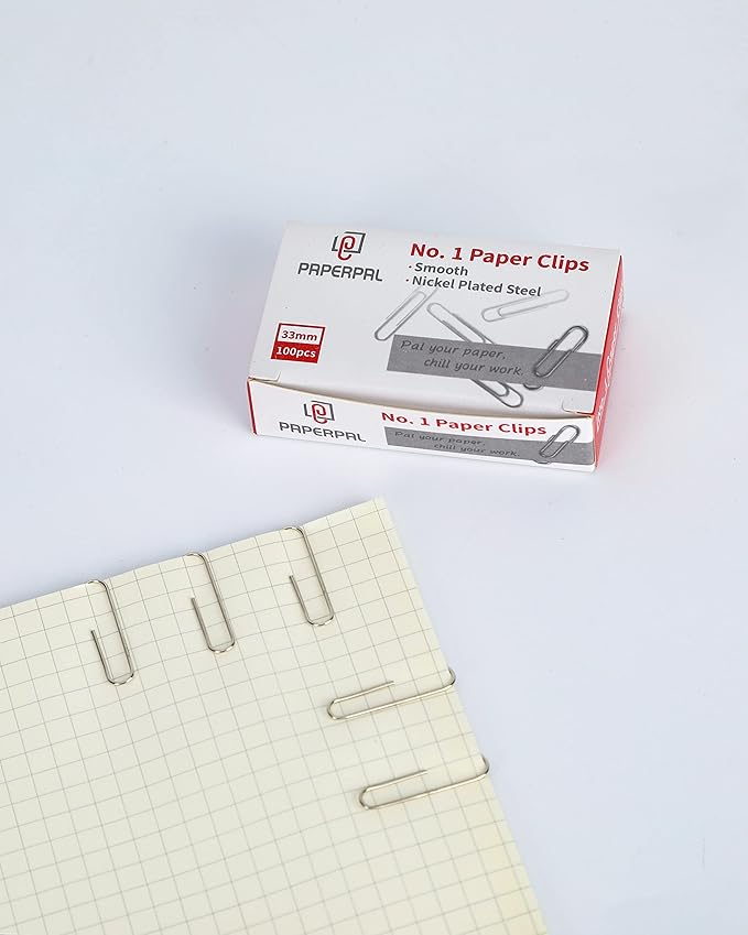 PAPERPAL Paperclips for Office School & Personal Use, #1 Smooth Paper Clip (1-2/7"), 600 Medium Paper Clips (6 Boxes of 100 Each), Silver