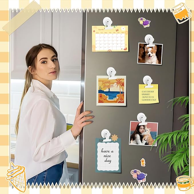 12Pack Magnetic Clips Heavy Duty, Magnet Clips for Fridge, Refrigerator Magnets with Clips, No-Scratch Strong Magnetic Clips Display Paper Fasteners on Home& Office& Teaching (White)
