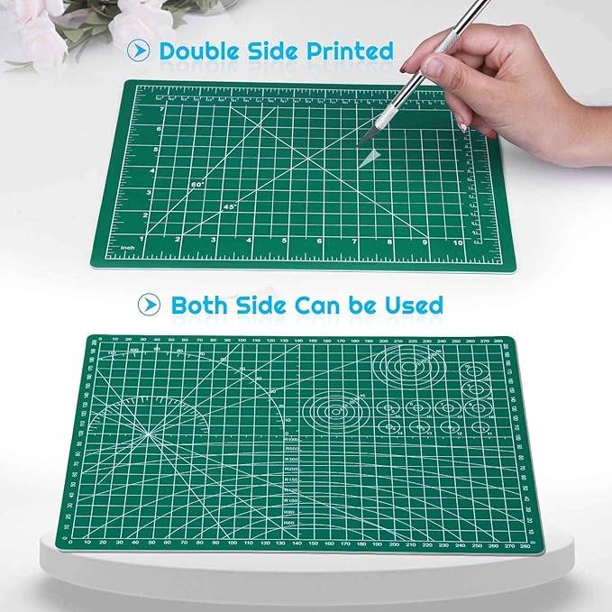 anezus Self Healing Sewing Mat, Rotary Cutting Mat Double Sided 5-Ply Craft Cutting Board for Sewing Crafts Hobby Fabric Precision Scrapbooking Project 9inch x 12inch(A4)