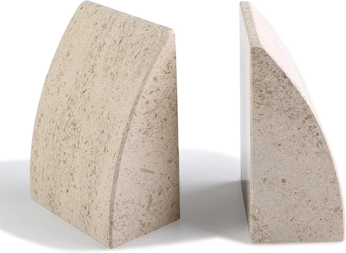 Koville Marble Bookends for Shelves, Large Bookends for Heavy Books, Non-Slip Heavy Duty Book Stopper for CD/Movies, Aesthetic Decorative Bookends for Shelves Table Home Decor(Brown)