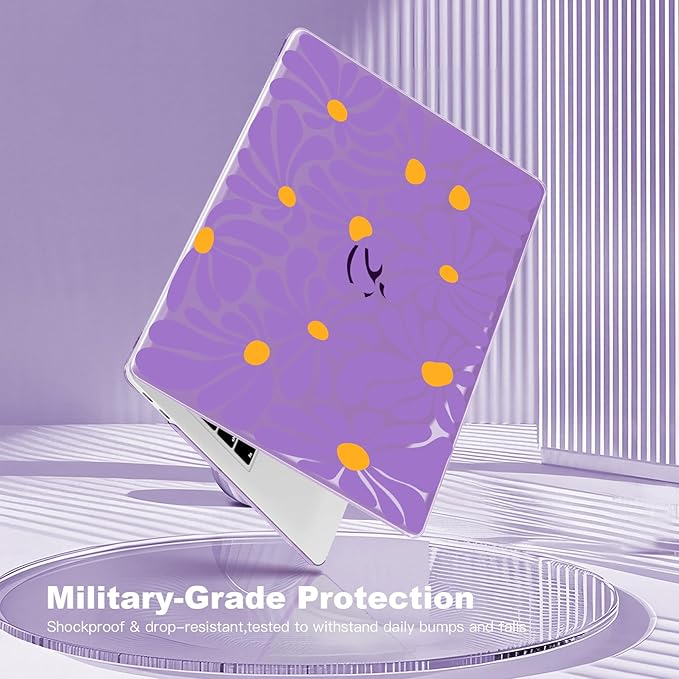 Teryeefi for MacBook Pro 13 inch Case A2338 M2 M1 Chip A2251 A2289 A2159 A1989 A1706 (2025 2024 2023 2022-2016), Hard Shell with Keyboard Cover & Type C Adapter - Abstract Purple Flower 134