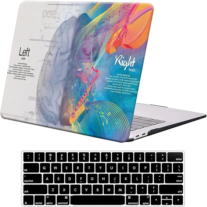 KEROM Compatible with MacBook Air 13 inch Case 2022 2021 2020 2019 2018 Release M1 A2337 A2179 A1932 Retina Display Touch ID, Plastic Hard Shell Case & Keyboard Cover, Left Right Brain