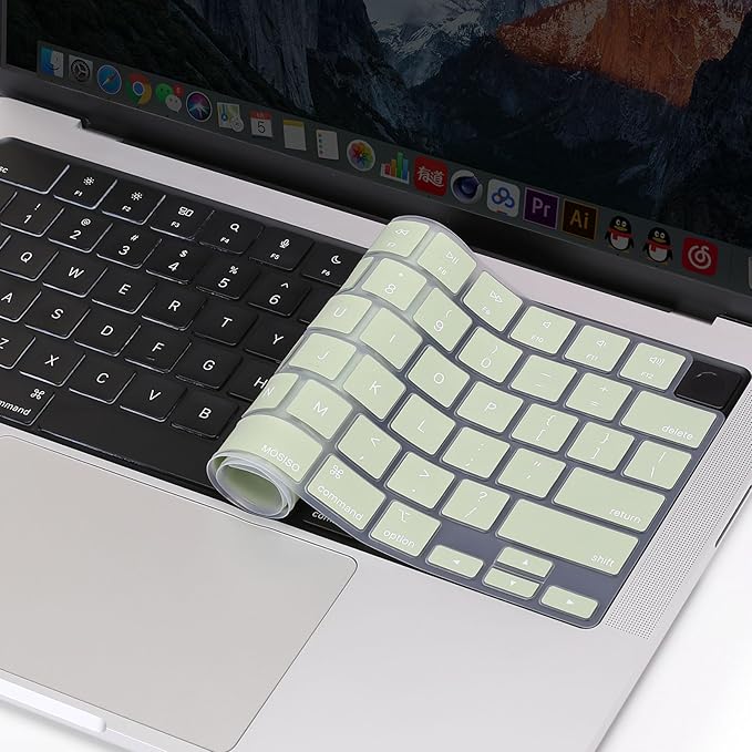 MOSISO Keyboard Cover Skin Compatible with MacBook Air 15 inch M3 A3114 M2 A2941/Air 13.6 A3113 A2681/Pro 14/16 M4 M3 M2 M1, Sage Green