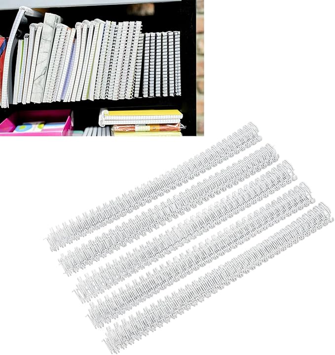 100Pcs Double Loop Wire Binding Spines, 60 Sheets, 3:1 Pitch, 34 Loop, 3/8in Diamete, for A4 Paper Documents, Files, Reports (WHITE)